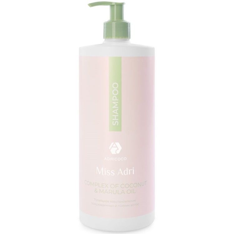 Восстанавливающий шампунь для волос ADRICOCO Miss Adri Complex of coconut & marula oil, 1000 мл